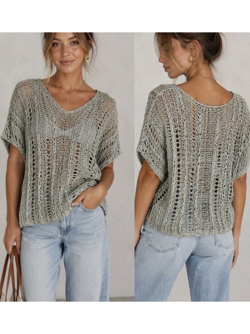 Genuine Leather Hand Knit Woven Top Shirt Medium Boho Cap Sleeve Made In Turkey